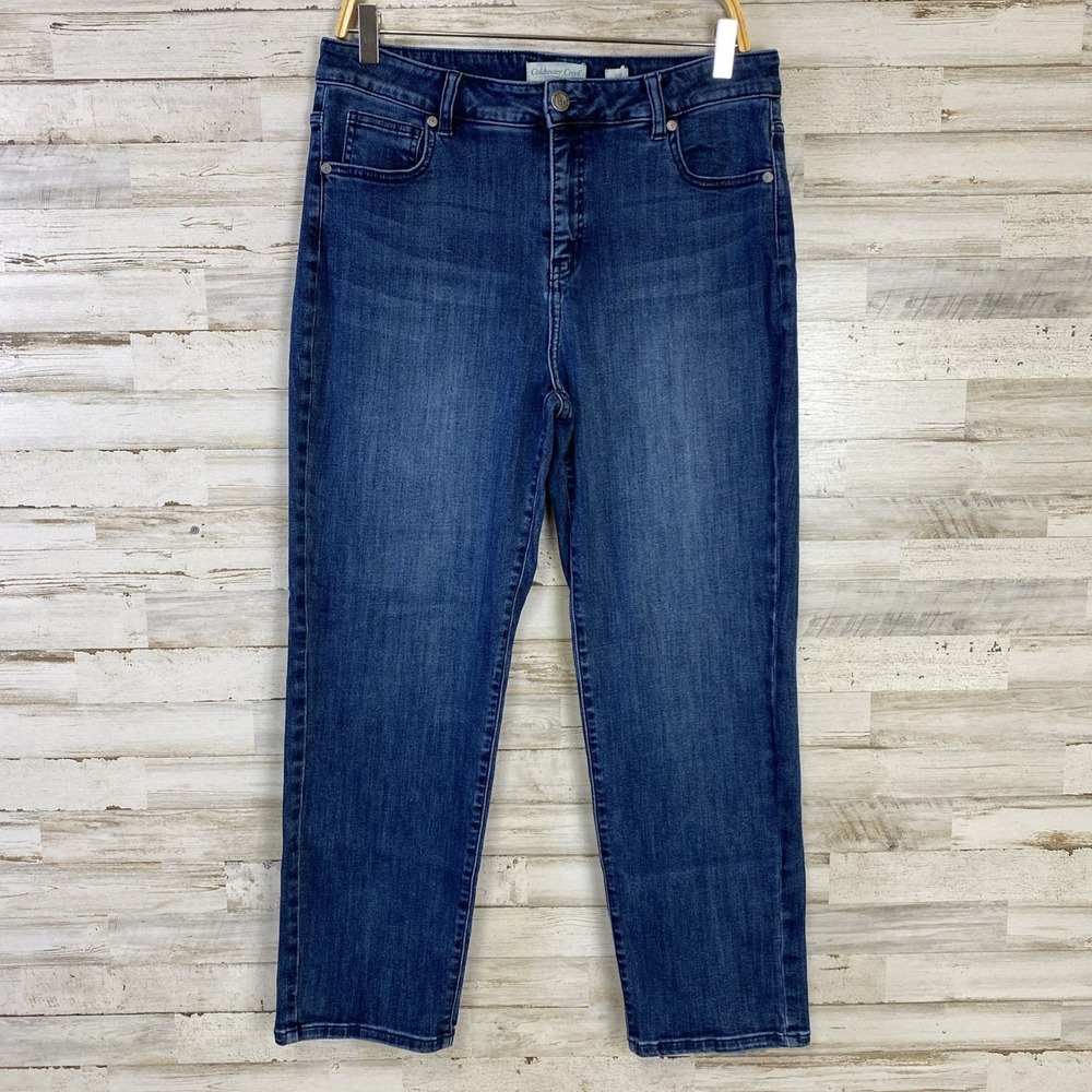 Coldwater Creek Jeans Women 12P Blue Denim Medium Wash High Rise Straight Leg